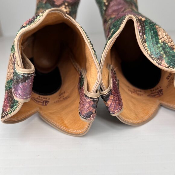 Justin Boot Women 8.5 Hand Painted Python Cowboy Work Party Limited USA Core Ex - Picture 11 of 15